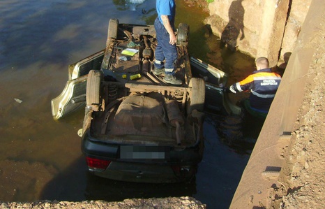 В Башкирии водитель погиб, опрокинувшись на автомобиле в реку